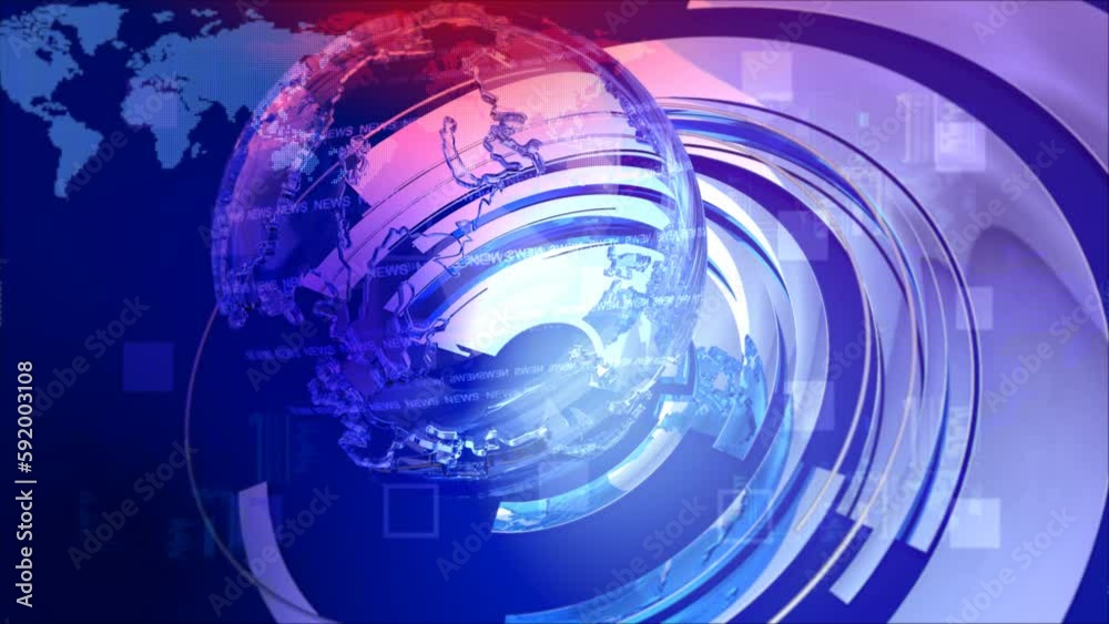 3D World News Background Loop, digital world breaking news Studio ...
