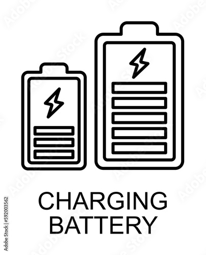 charging battery outline icon illustration on transparent background