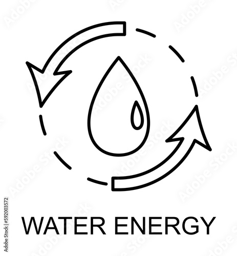 water energy outline icon illustration on transparent background