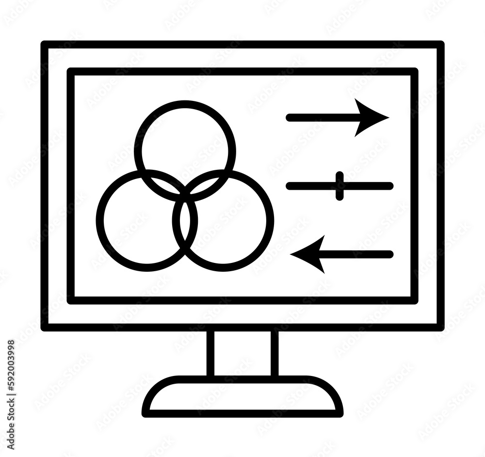 Color adjustment, computer, charts icon illustration on transparent