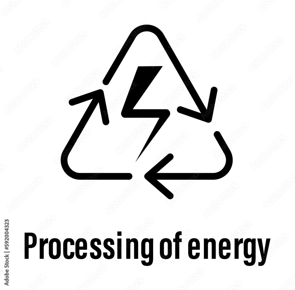 Processing of energy with description icon illustration on transparent background Processing of energy with description icon illustration on transparent background
