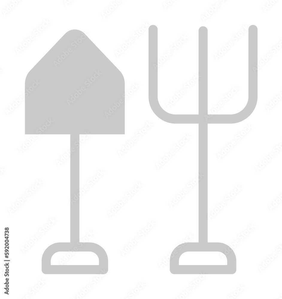 Shovel, pitchfork icon illustration on transparent background Shovel, pitchfork icon illustration on transparent background