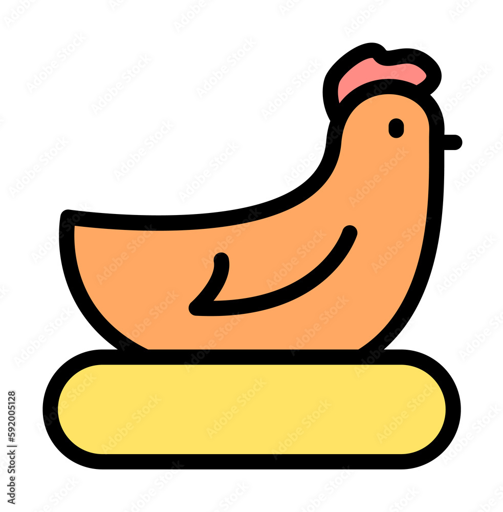Obraz premium Hen, nest icon illustration on transparent background