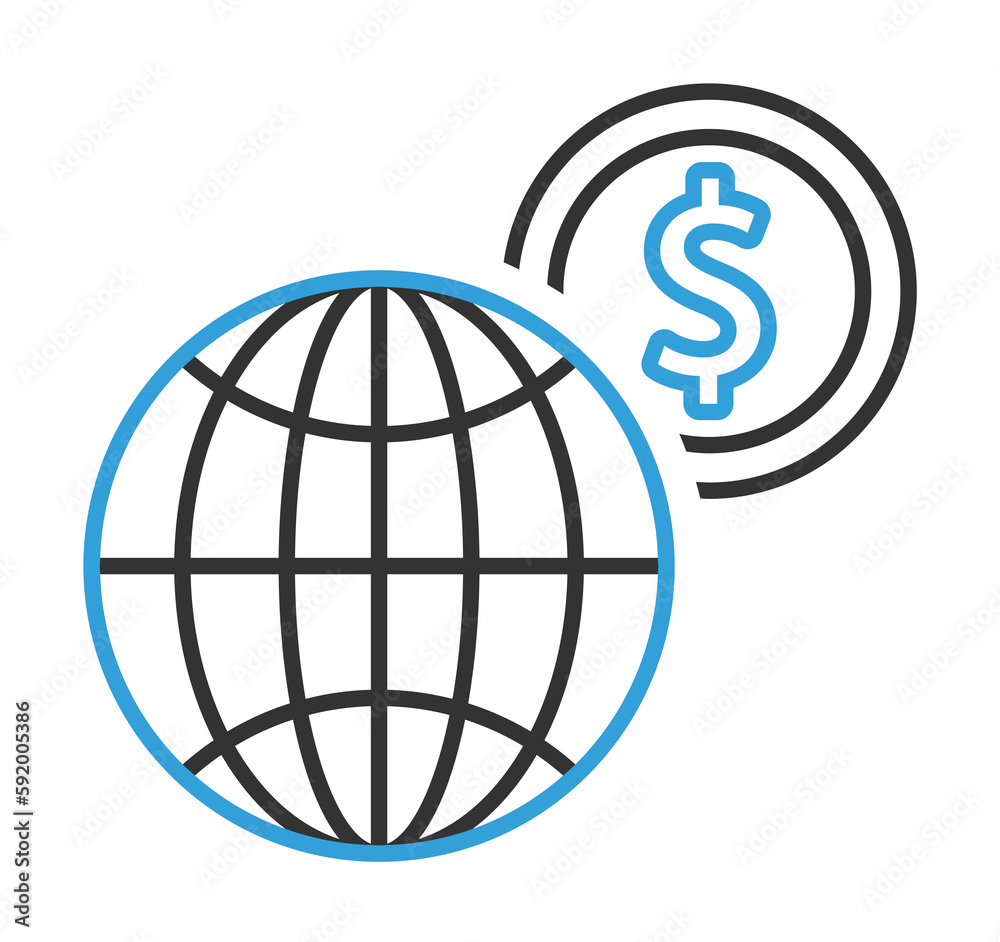 finance globe 2 colored line icon illustration on transparent background finance globe 2 colored line icon illustration on transparent background