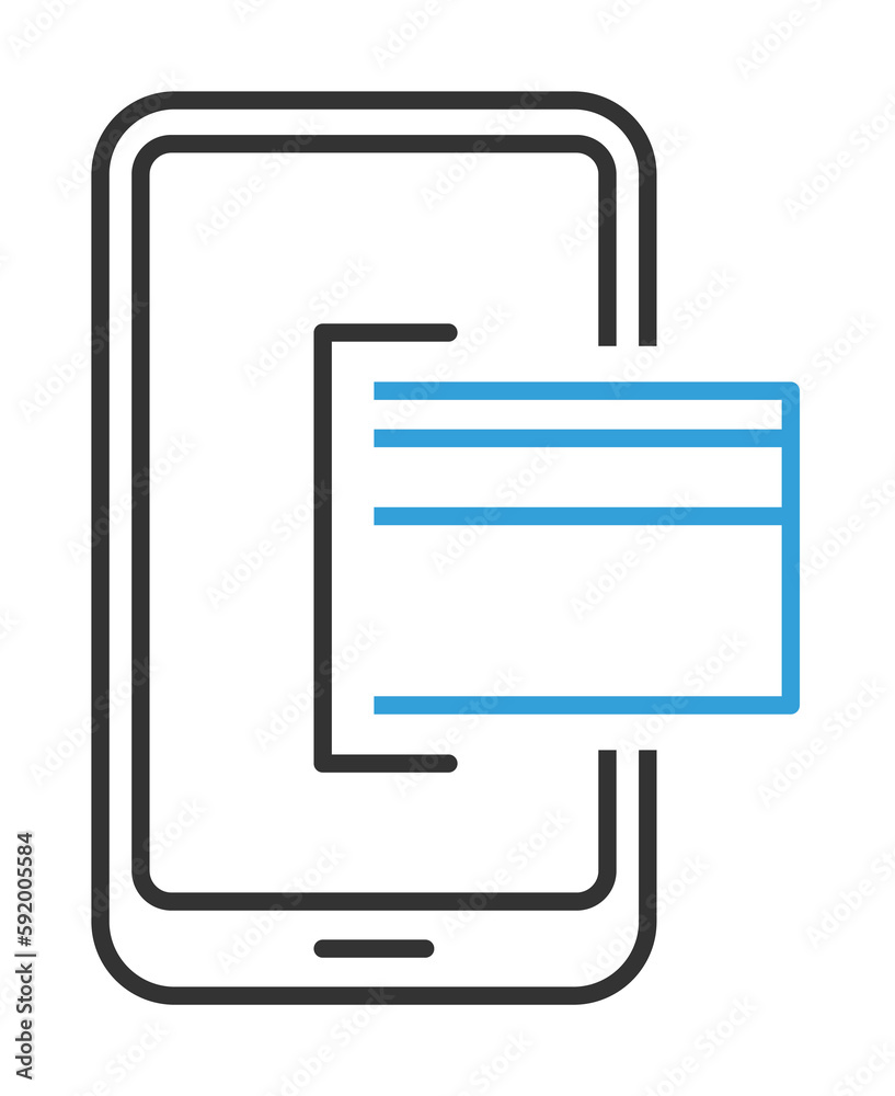 finance, bank card, telephone 2 colored line icon illustration on transparent background