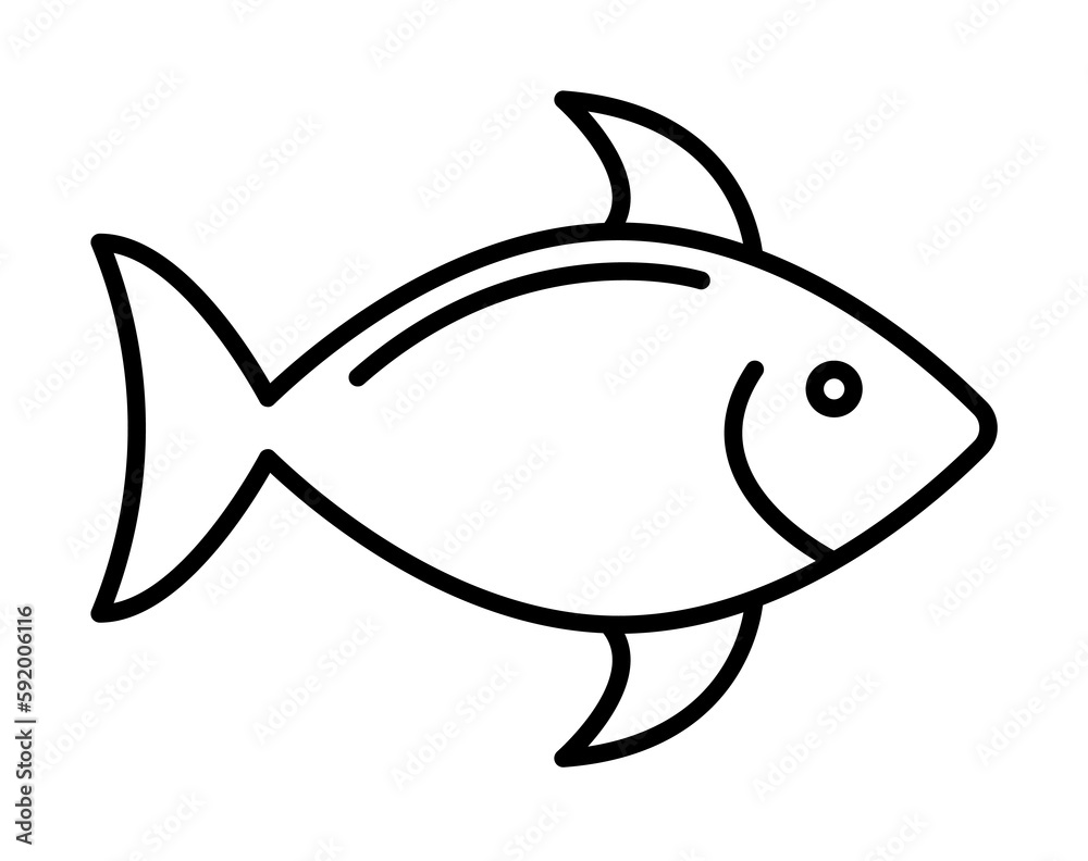 a fish icon illustration on transparent background
