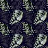 Seamless pattern with watercolor tropical leaves. Hand drawn watercolor design in Hawaiian style. Illustration can be used for gift wrapping, background, as a print for any printing products.