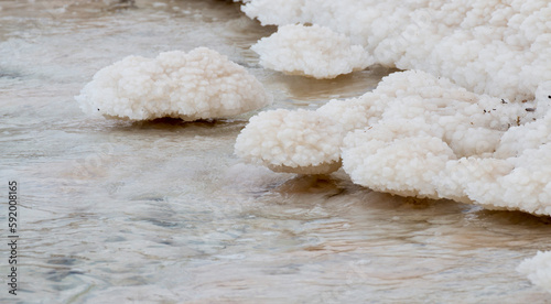 closeup of salt rock formation, Dead Sea, Jordan