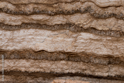 Tableau sur toile layers of salt rock deposits, Dead Sea, Jordan