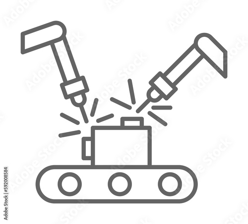 Industry flat, factory, industrial, machine, manufacturing technology welding on white background icon illustration on transparent background