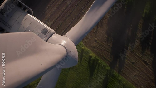 Wind Turbine Aerial Close View