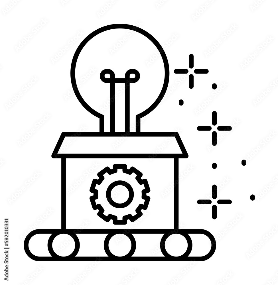 Box light bulb gear icon illustration on transparent background Box light bulb gear icon illustration on transparent background