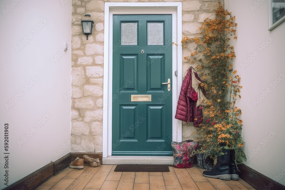 Fototapeta premium Typical Family Home Door Picture. Photo generative AI