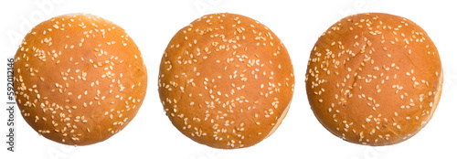 Set of burger bun isolated on transparent background. View from above