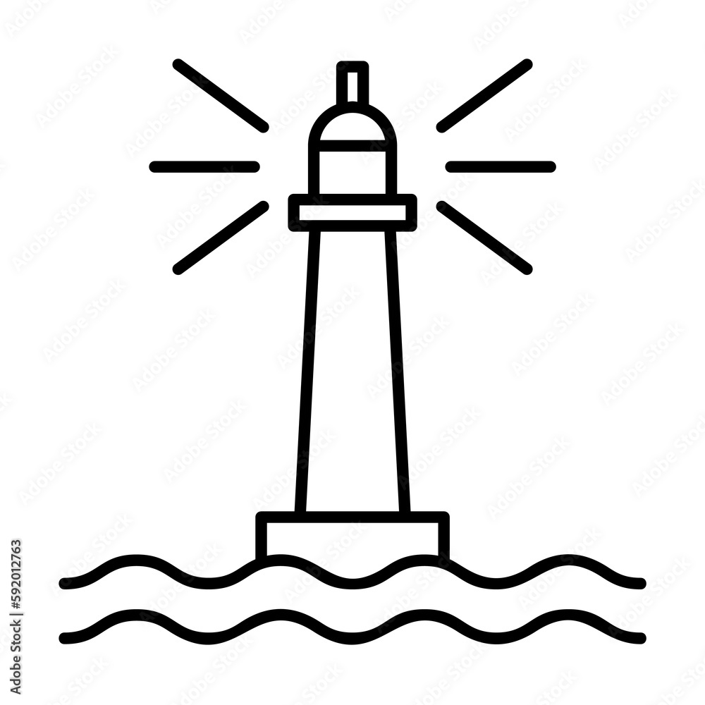 Lighthouse, pirate icon illustration on transparent background