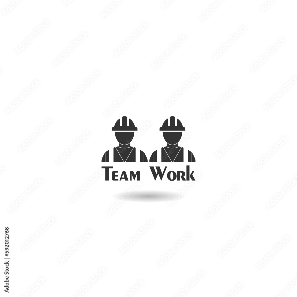 Team work logo icon with shadow