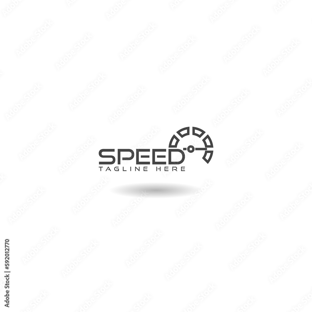 Fast acceleration odometer logo icon with shadow Fast acceleration odometer logo icon with shadow