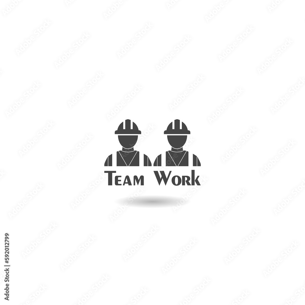 Team work logo icon with shadow