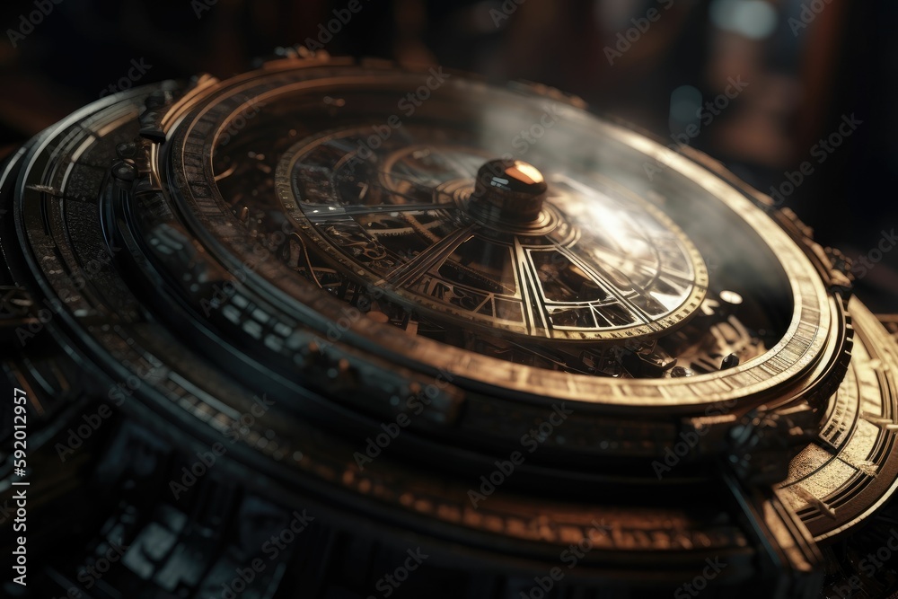 Time travel: photorealistic version of a time machine created by generative ai Time travel: photorealistic version of a time machine created by generative ai