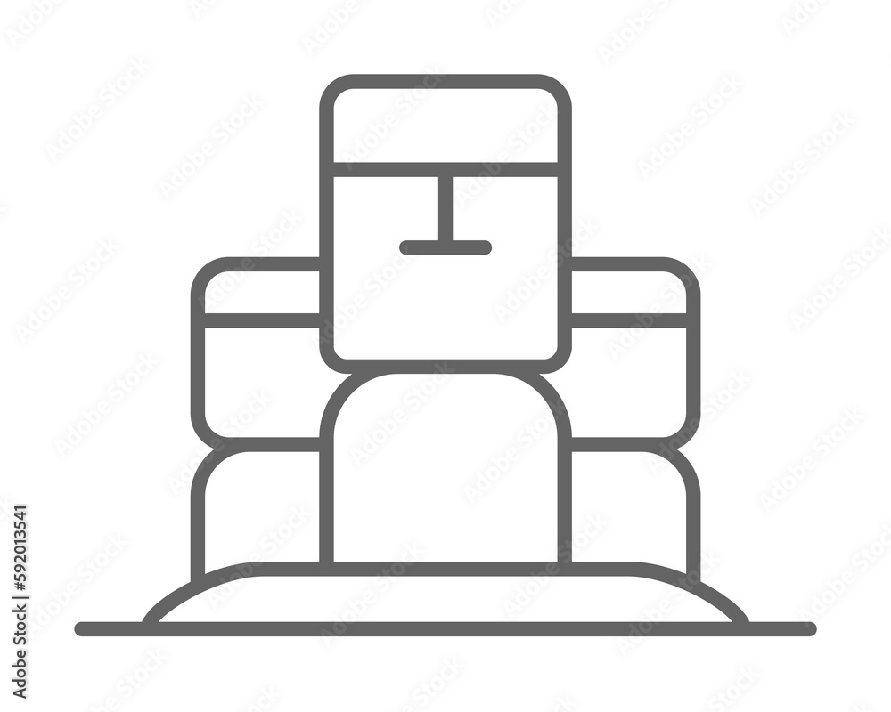 Prehistoric moai icon illustration on transparent background