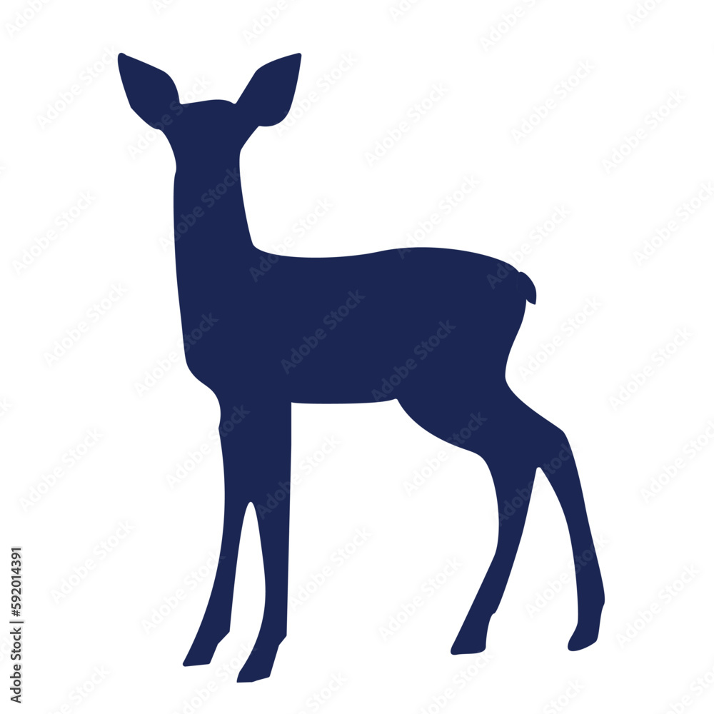the figure of a young deer is blue on a white background