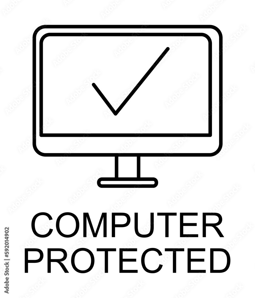 computer protected outline icon illustration on transparent background computer protected outline icon illustration on transparent background