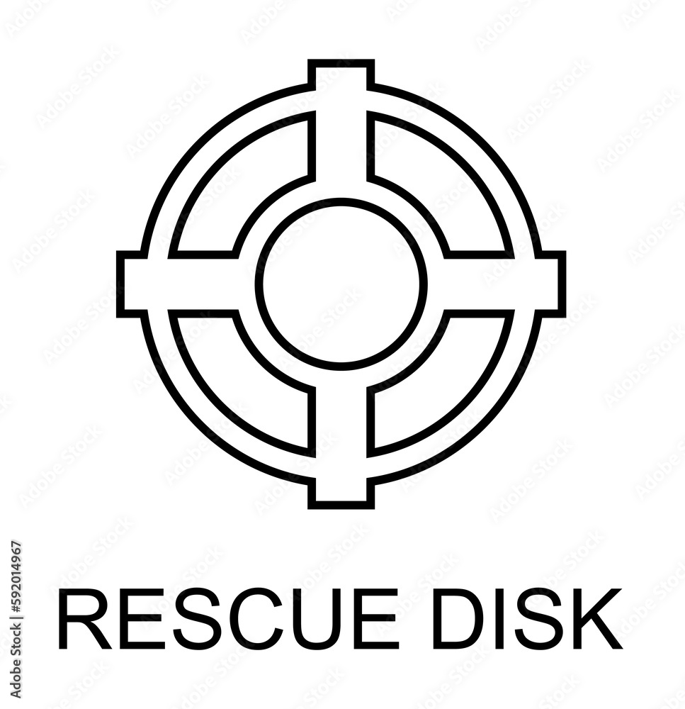 rescue disk outline icon illustration on transparent background rescue disk outline icon illustration on transparent background