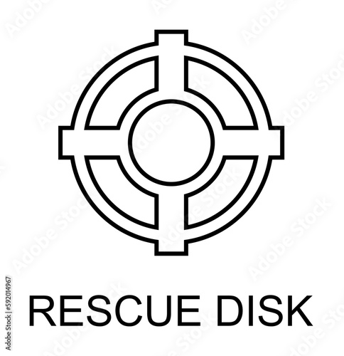 rescue disk outline icon illustration on transparent background