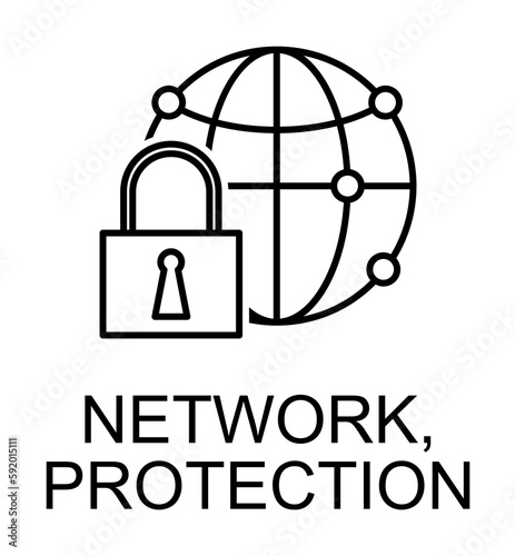 network protection outline icon illustration on transparent background