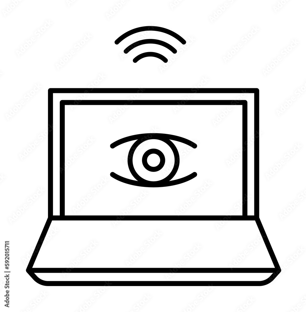 Computer, eye, observation, wifi icon illustration on transparent background Computer, eye, observation, wifi icon illustration on transparent background