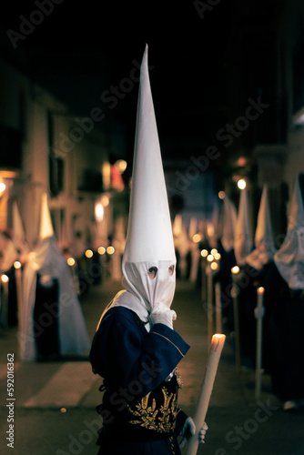 A nazarene from a procession in the Spanish Holly Week photo