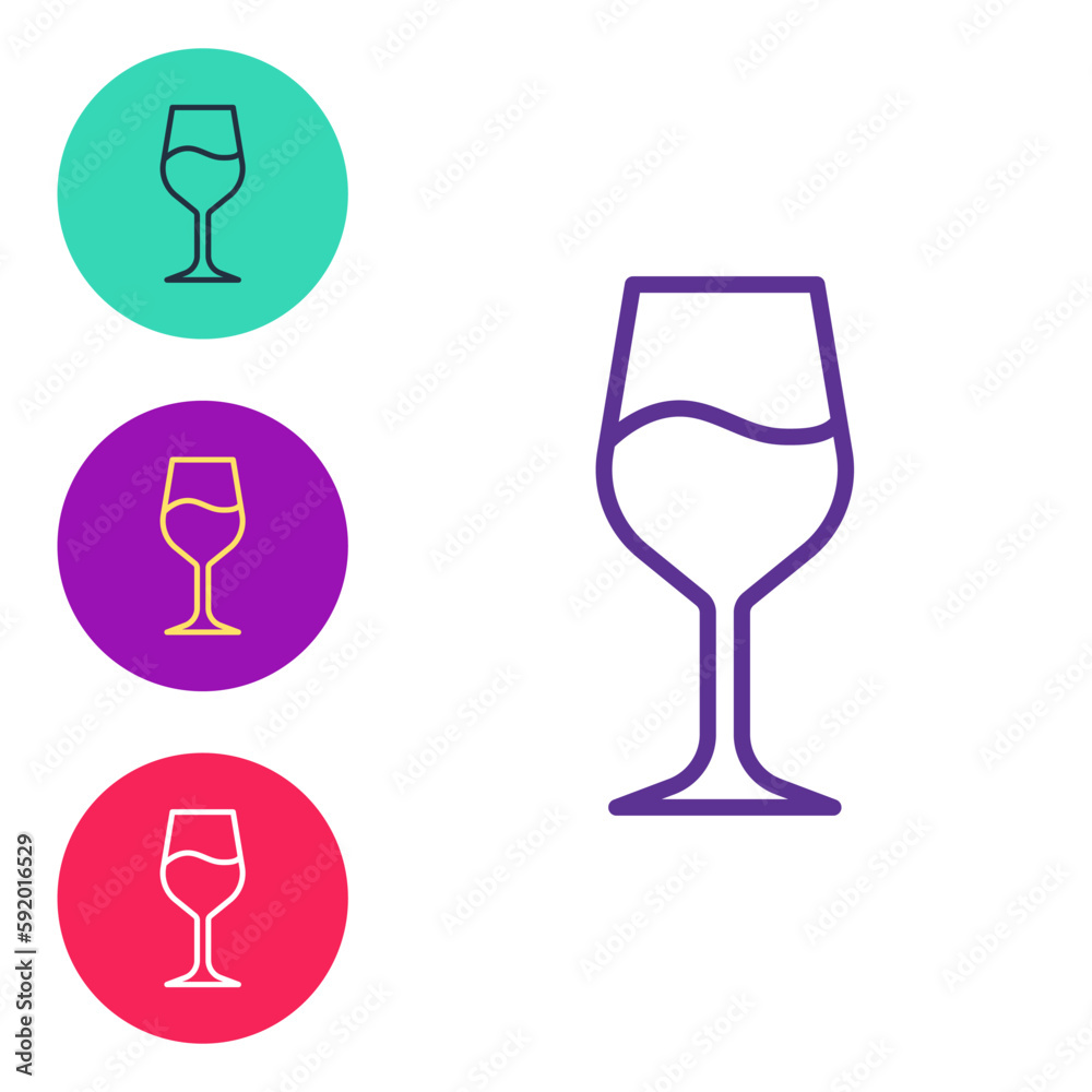 Set line Wine glass icon isolated on white background. Wineglass sign. Set icons colorful. Vector Set line Wine glass icon isolated on white background. Wineglass sign. Set icons colorful. Vector