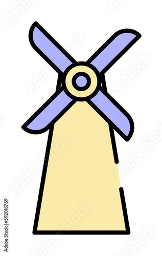 Windmill power icon illustration on transparent background