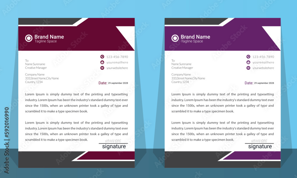 Creative & Modern Letterhead Design Template For business And Advertising.