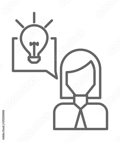 Businesswoman, idea, creative icon illustration on transparent background