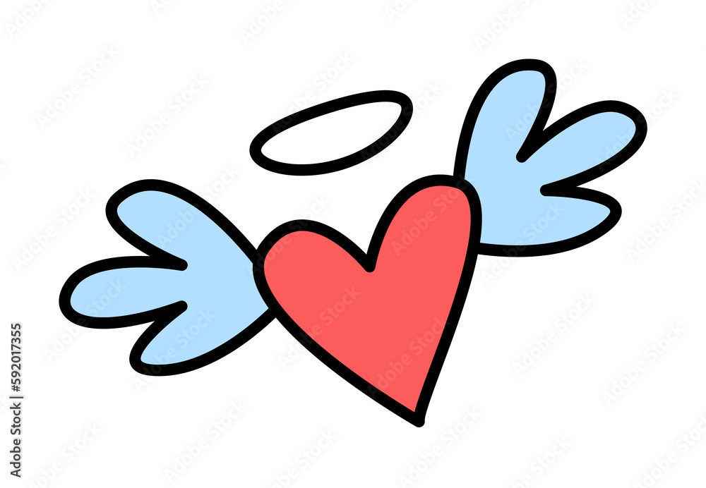 Valentine's Day, heart, wings icon illustration on transparent background Valentine's Day, heart, wings icon illustration on transparent background