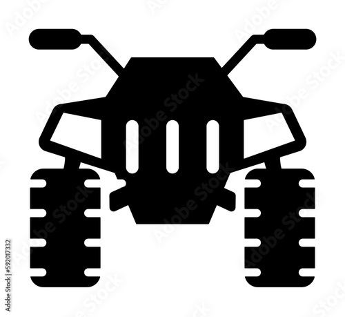 front view transport, quad bike icon illustration on transparent background