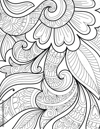 Decorative mandala mehndi design style traditional coloring page illustration for adults & children 