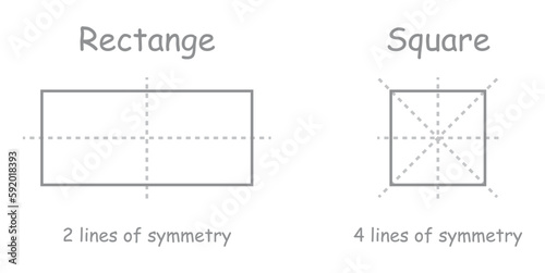 Lines of symmetry in a square and a rectangle.