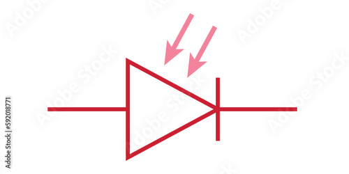 Symbolic representation of photodiode symbol. Vector illustration isolated on white background.
