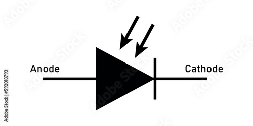 Symbolic representation of photodiode symbol. Vector illustration isolated on white background.