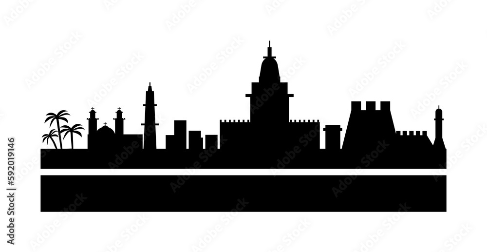 Havana detailed skyline icon illustration on transparent background