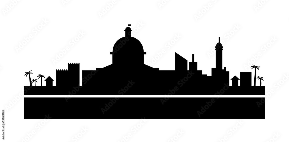 Dominican detailed skyline icon illustration on transparent background
