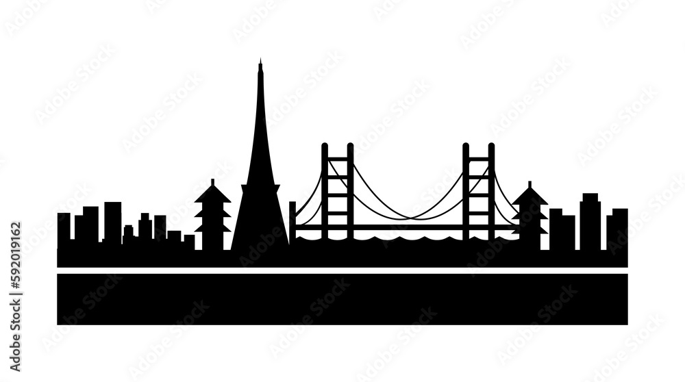 Tokyo detailed skyline icon illustration on transparent background