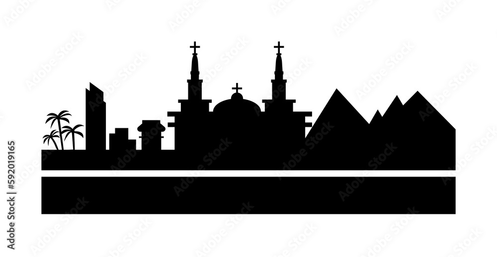 Santiago detailed skyline icon illustration on transparent background