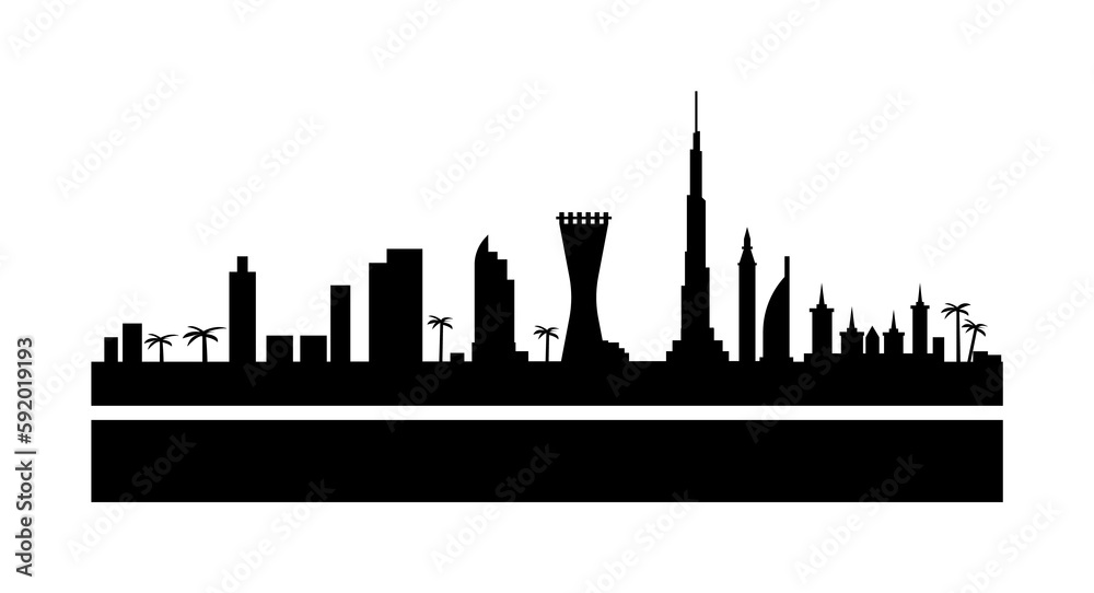 Dubai detailed skyline icon illustration on transparent background