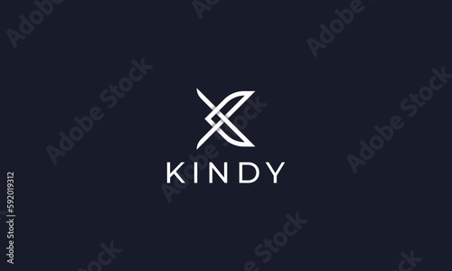 Letter K creative line art technological modern knife logo