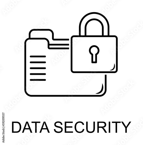 data security outline icon illustration on transparent background