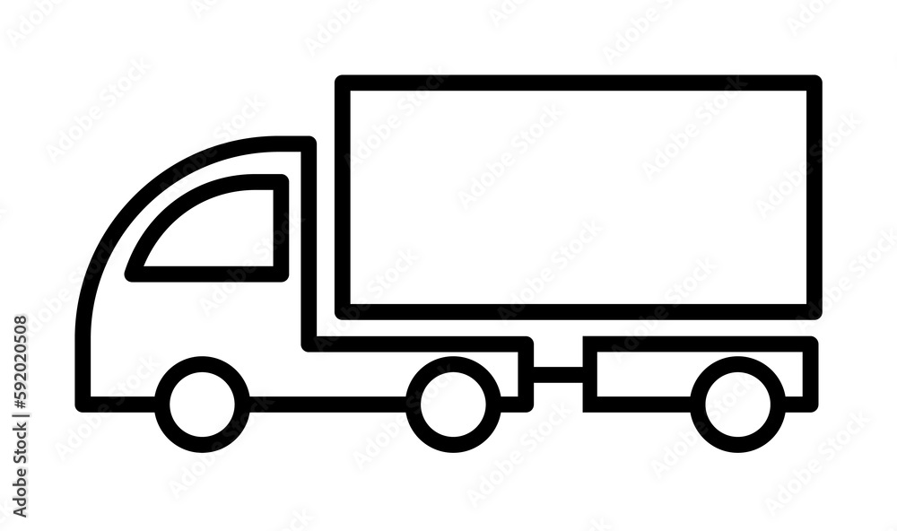 lorry with a trailer outline icon illustration on transparent background