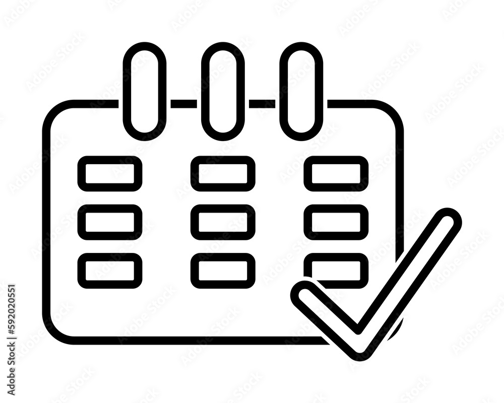 calendar during outline icon illustration on transparent background